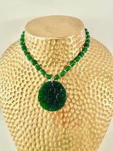 Load image into Gallery viewer, Emerald Green Chinoiserie Pendant Gemstone Necklace - Chinoiserie jewelry