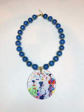 Load image into Gallery viewer, Blue Chinoiserie Watercolor Pendant Necklace