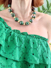 Load image into Gallery viewer, Chunky Green Chinoiserie Cloisonné Necklace