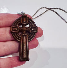 Load image into Gallery viewer, Vintage Celtic Wooden Cross Pendant Necklace - Chinoiserie jewelry