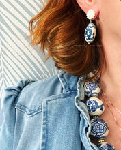 Load image into Gallery viewer, Chinoiserie Coastal Seashell Earrings - Chinoiserie jewelry