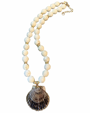 Load image into Gallery viewer, White Turquoise Gemstone Seashell Necklace