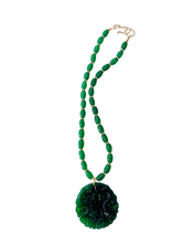 Load image into Gallery viewer, Emerald Green Chinoiserie Pendant Gemstone Necklace - Chinoiserie jewelry