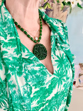 Load image into Gallery viewer, Emerald Green Chinoiserie Pendant Gemstone Necklace - Chinoiserie jewelry