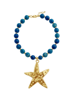 Load image into Gallery viewer, Blue Fossil Starfish Pendant Necklace