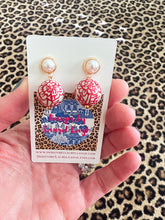 Load image into Gallery viewer, Red Chinoiserie Peony Pearl Earrings - Chinoiserie jewelry