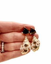 Load image into Gallery viewer, Brown Smokey Quartz Bezel Seashell Earrings