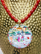 Load image into Gallery viewer, Red Gemstone Chinoiserie Pendant Necklace