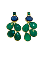 Load image into Gallery viewer, Green &amp; Navy Gemstone Earrings