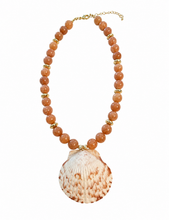 Load image into Gallery viewer, Coral Calico Seashell Pendant Necklace