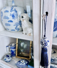 Load image into Gallery viewer, Navy Decorative Blue &amp; White Chinoiserie Tassel