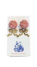 Load image into Gallery viewer, Pink Hydrangea Bow Drop Earrings - Chinoiserie jewelry
