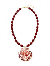 Load image into Gallery viewer, Garnet Red Gemstone Shell Pendant Necklace