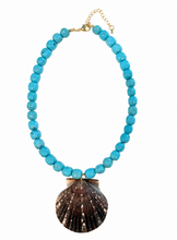Load image into Gallery viewer, Turquoise Brown Shell Pendant Necklace