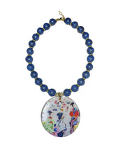 Load image into Gallery viewer, Blue Chinoiserie Watercolor Pendant Necklace
