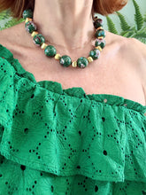 Load image into Gallery viewer, Chunky Green Chinoiserie Cloisonné Necklace