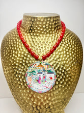 Load image into Gallery viewer, Red Gemstone Chinoiserie Pendant Necklace