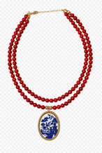 Load image into Gallery viewer, Red 2-Strand Blue Willow Pendant Necklace