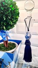 Load image into Gallery viewer, Navy Decorative Blue &amp; White Chinoiserie Tassel