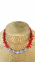 Load image into Gallery viewer, Red White Blue Coral Chinoiserie Necklace