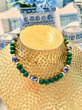 Load image into Gallery viewer, Green Chinoiserie Gemstone Necklace - Chinoiserie jewelry