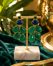 Load image into Gallery viewer, Green &amp; Navy Gemstone Earrings