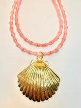 Load image into Gallery viewer, Double Strand Coral Seashell Pendant Necklace