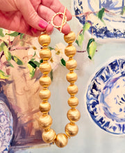 Load image into Gallery viewer, Brushed Gold Bead Statement Necklace - Chinoiserie jewelry