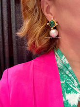 Load image into Gallery viewer, Green Quartz Pearl Drop Earrings - Chinoiserie jewelry