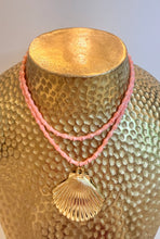 Load image into Gallery viewer, Double Strand Coral Seashell Pendant Necklace