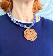 Load image into Gallery viewer, Chinoiserie Rattan Pendant Necklace - Chinoiserie jewelry