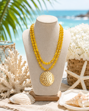 Load image into Gallery viewer, Yellow Double Strand Hammered Gold Pendant Necklace