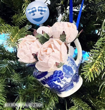 Load image into Gallery viewer, Blue Willow Pitcher Peony Flower Ornament - Chinoiserie jewelry