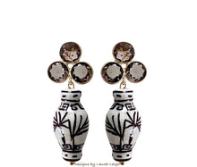 Load image into Gallery viewer, Brown Gemstone Chinoiserie Ginger Jar Earrings - Chinoiserie jewelry
