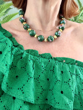 Load image into Gallery viewer, Chunky Green Chinoiserie Cloisonné Necklace