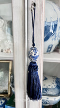 Load image into Gallery viewer, Navy Decorative Blue &amp; White Chinoiserie Tassel