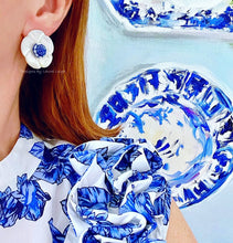 Load image into Gallery viewer, Small Floral Chinoiserie Coin Bead Earrings - Chinoiserie jewelry
