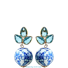 Load image into Gallery viewer, Light Blue Gemstone Chinoiserie Earrings - Chinoiserie jewelry
