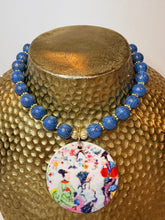 Load image into Gallery viewer, Blue Chinoiserie Watercolor Pendant Necklace