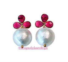 Load image into Gallery viewer, Pink Quartz Pearl Drop Earrings - Chinoiserie jewelry