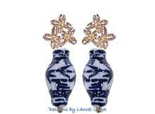Load image into Gallery viewer, Chinoiserie Gold Hydrangea Blossom Earrings - Chinoiserie jewelry