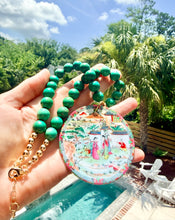 Load image into Gallery viewer, Green Gemstone Chinoiserie Pendant Necklace