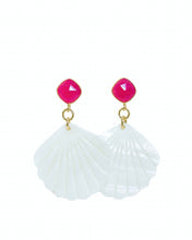 Load image into Gallery viewer, Pink Gemstone Pearl Shell Earrings