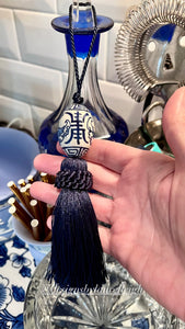 Navy Decorative Blue & White Chinoiserie Tassel