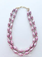 Load image into Gallery viewer, A pink Chinoiserie double strand necklace made of ginger jar shaped porcelain beads