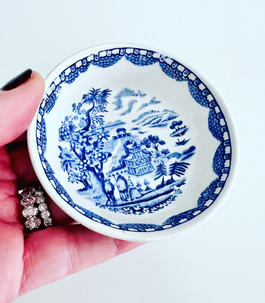 Vintage Blue & White Salt Dish - Chinoiserie jewelry