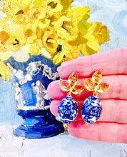 Load image into Gallery viewer, Yellow Gemstone Chinoiserie Earrings - Chinoiserie jewelry