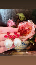 Load image into Gallery viewer, Pink Quartz Pearl Drop Earrings - Chinoiserie jewelry