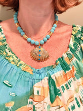 Load image into Gallery viewer, Turquoise Gemstone Shell Pendant Necklace