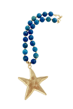 Load image into Gallery viewer, Blue Fossil Starfish Pendant Necklace
